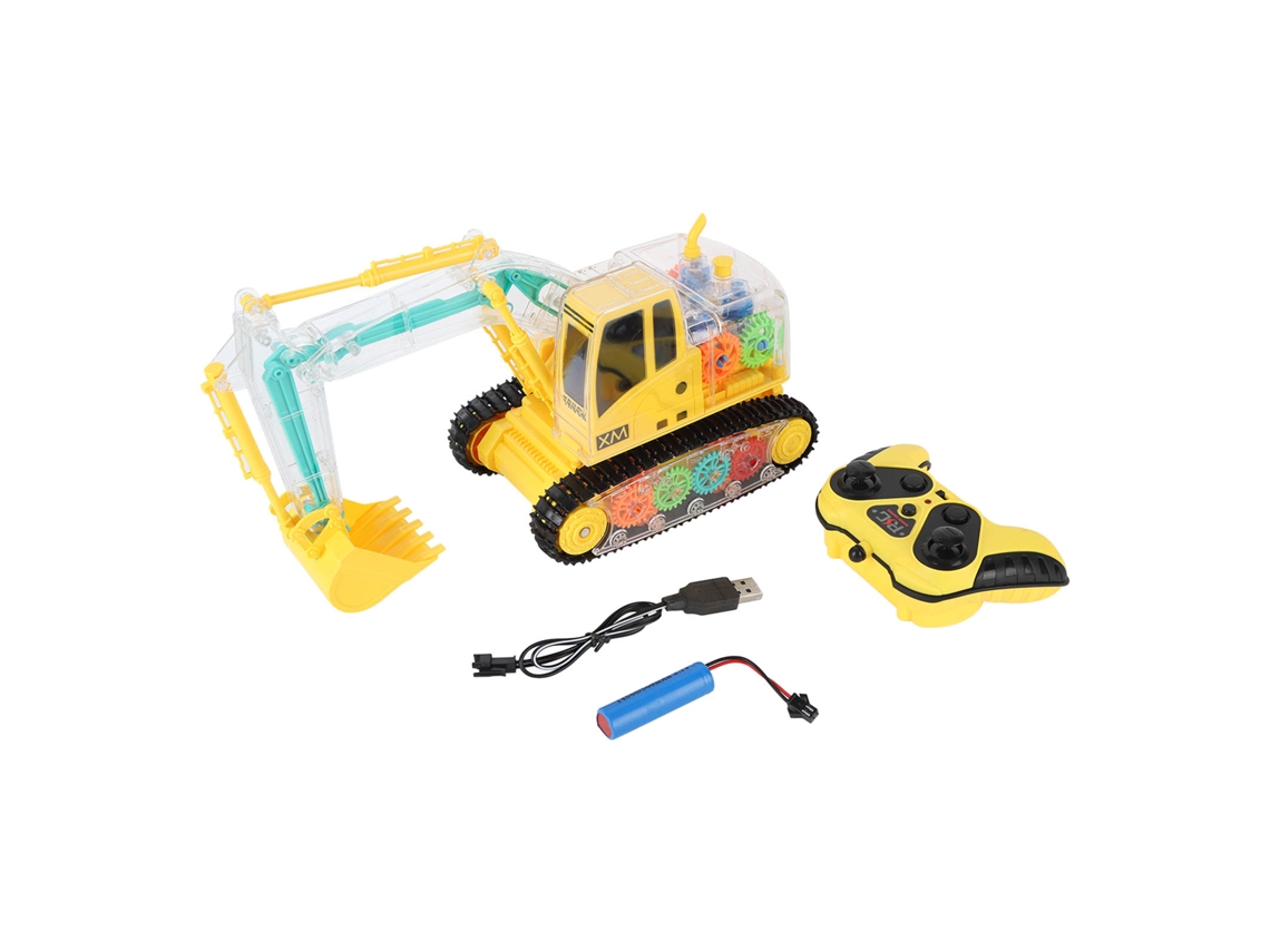 Juguete De Excavadora Rc 2.4ghz Con Luces Y Sonidos Simulados, Engranajes Transparentes, Vehículo De Construcción Control Remoto