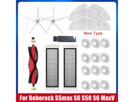 Piezas de aspiradora para Roborock S6 S50 S6 Maxv S4 E4 S5Max accesorios cepillo principal desmontable 5 brazos cepillo lateral de silicona fregona