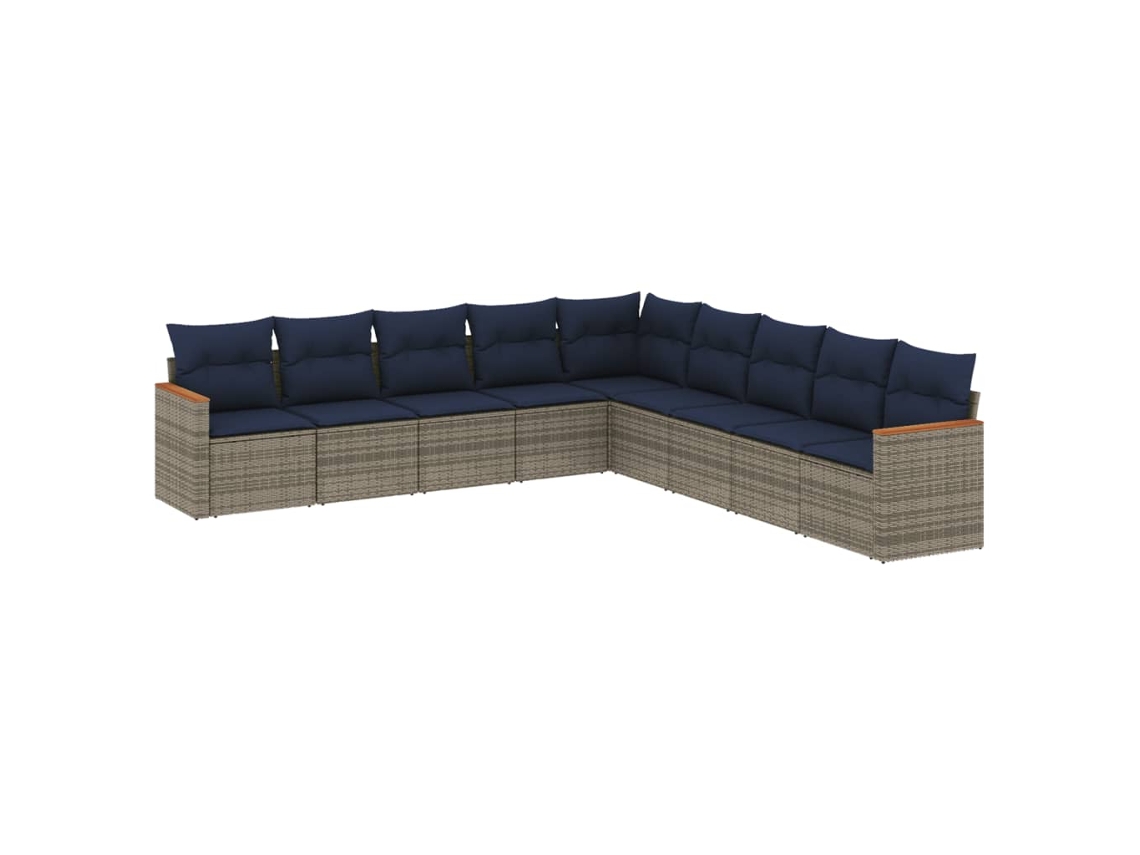 Maison Exclusive - Conjunto De Sofá De Jardín De 9 Piezas Con Cojines, Poliratán Gris