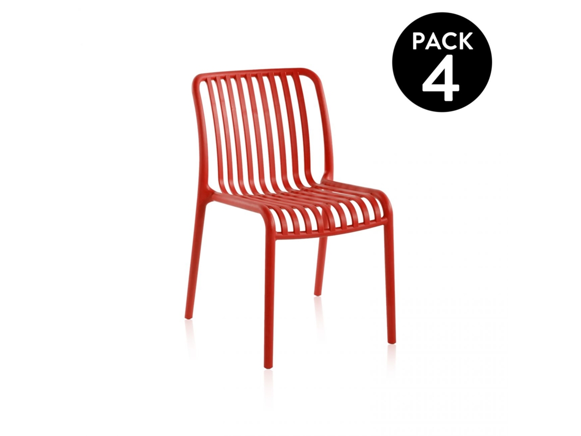 Pack 4 sillas de exterior Jamie Carmesí 58 x 80 x 46 cm