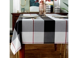 2026-mantel Rectangular De Polyester Estampado Cuadros Antimanchas Antiarrugas Resistente 52x70" Gris