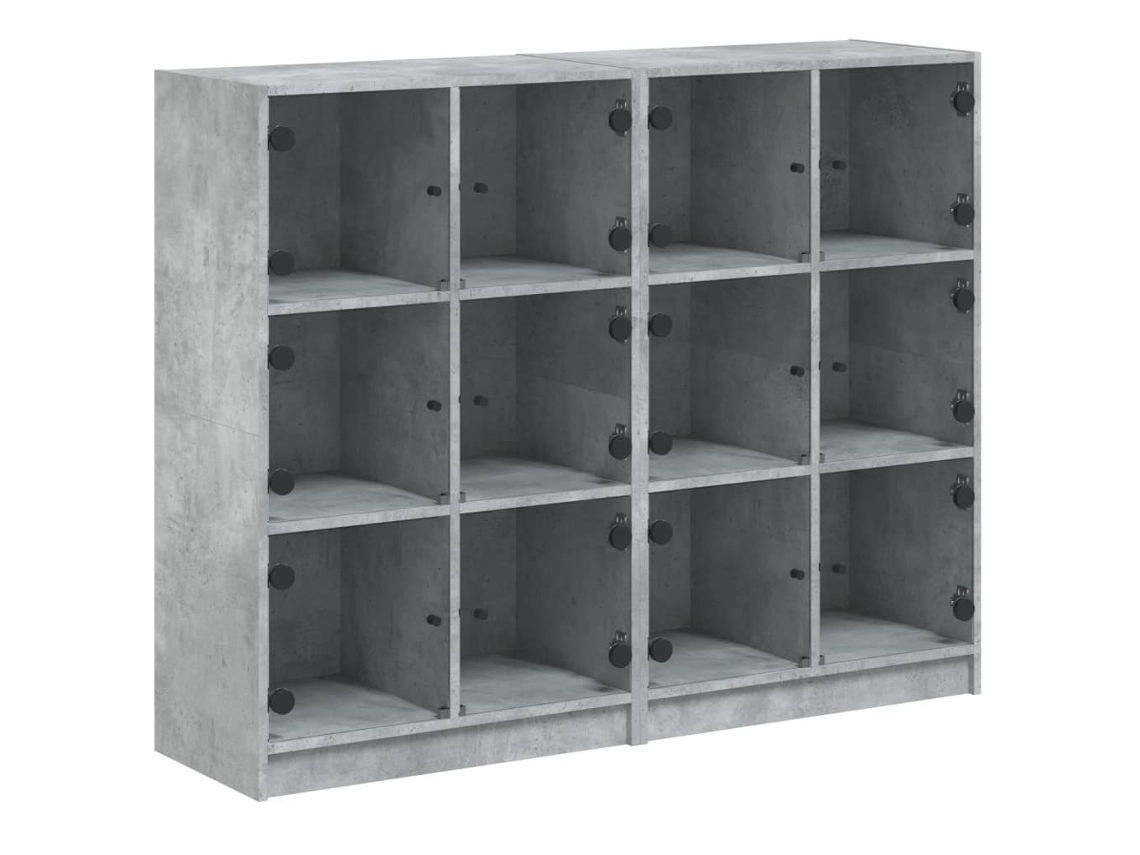 Estantería con puertas, Derivados, Madera Gris Cemento, 136x37x109 cm, MAISON EXCLUSIVE
