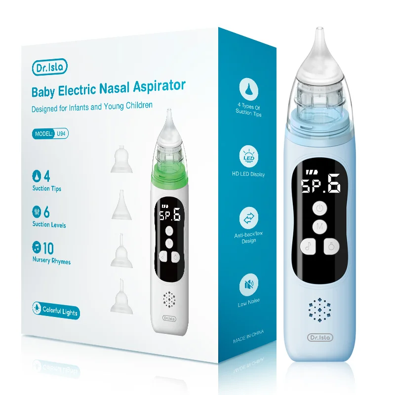 Aspirador Nasal Eléctrico (azul) Para Bebés, Nariz De Silicona De Grado Alimenticio, 6 Modos De Succión.
