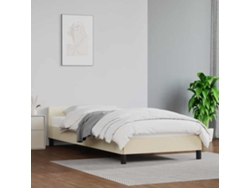 Estructura De Cama Con Cabecero Sin Colchón Crema 100x200 Cm