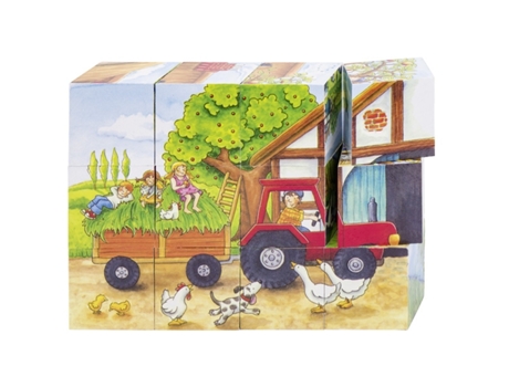 Puzzle GOKI 57839 Rompecabezas de cubos 12 pieza(s) Granja