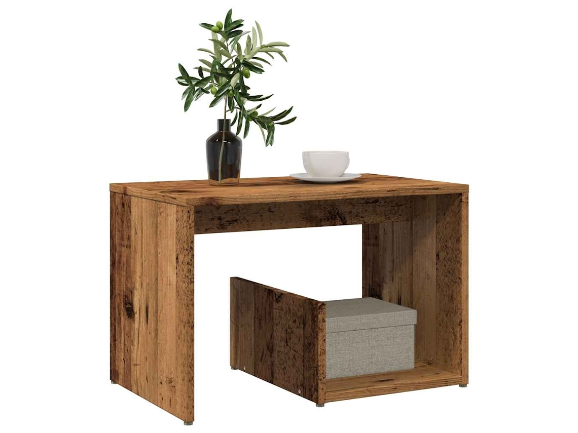 Mesa Auxiliar De Madera Contrachapada Envejecida 59x36x38 Cm