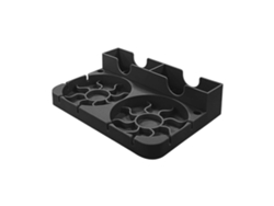 Escurridor de botellas de silicona negra con bandeja antigoteo, soporte para tazas que ahorra espacio en la cocina.
