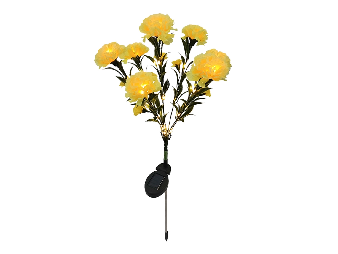 2026-luz Solar De Flor Led Forma De Clavel Impermeable Para Jardín Patio Exterior Amarillo