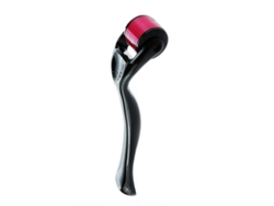Rodillo de microagujas con 540 agujas de titanio de 0,75 mm, apto para rostro, barba y cabello. Rojo.