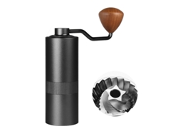 Un lujoso molinillo de café manual negro con configuraciones ajustables, adecuado para prensa francesa, café de goteo, etc. Sfushos