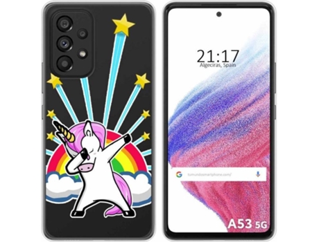 Carcasa para Samsung Galaxy A53 5G TUMUNDOSMARTPHONE Dibujos Transparente Unicornio Multicolor