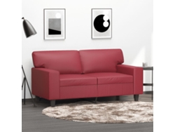 Sofá de 2 plazas de 120 cm en piel sintética color vino tinto Wsd469025 Lovely Home