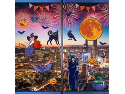Calcomanías De Ventana Para Halloween Calcomanías De Pared Bruja Calavera Con Guadaña Decoración De Halloween