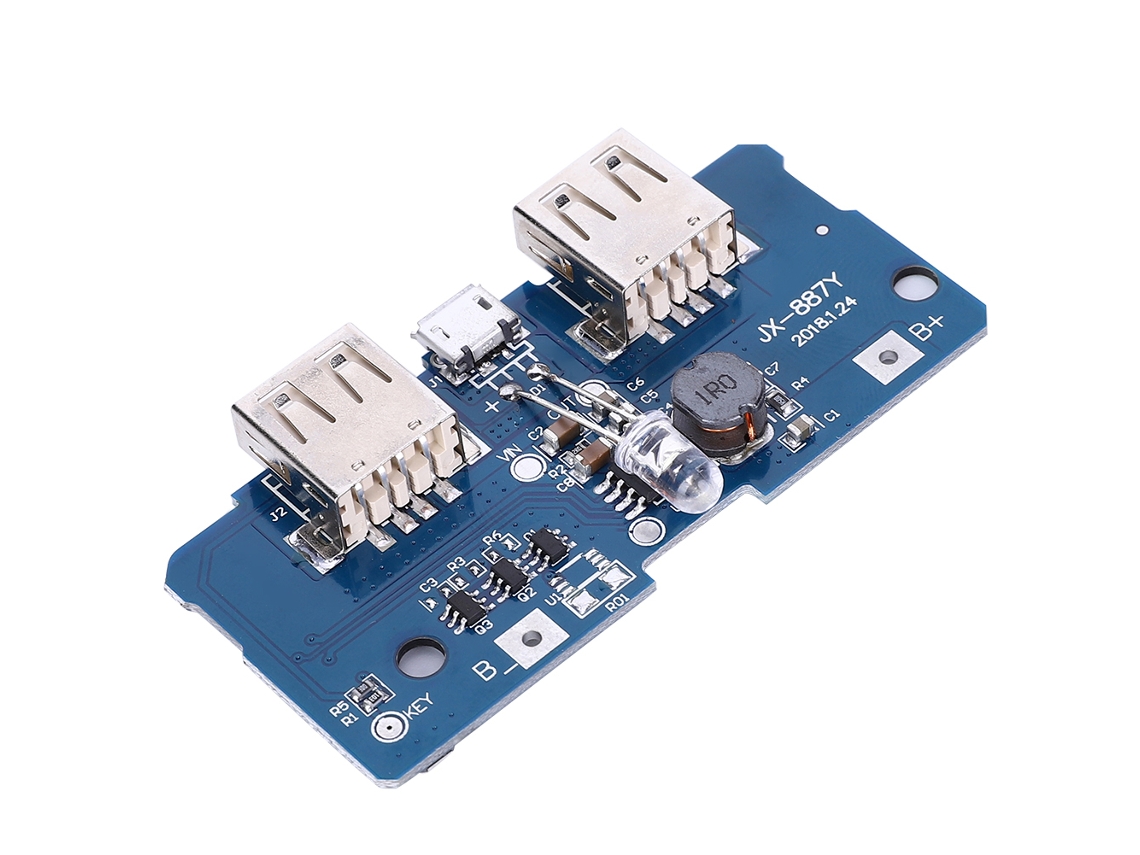 Módulo Elevador De Batería 18650 De 3,7 V A Placa De Circuito De 5 V 2 A Con Doble Salida Usb