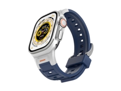 Bracelete Para Apple Watch 42/41/40/38mm - Silicone Colorida Com Junta Metálica Pioneer Azul Meia-noite