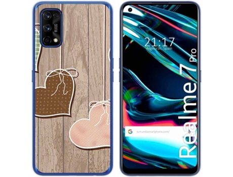 Carcasa Realme 7 Pro TUMUNDOSMARTPHONE Corazones Madera Multicolor