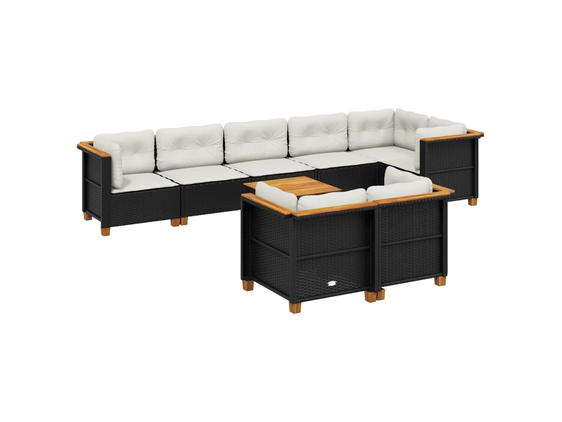 Maison Exclusive - Set De Sofás De Jardín 8 Piezas Y Cojines Ratán Sintético Negro