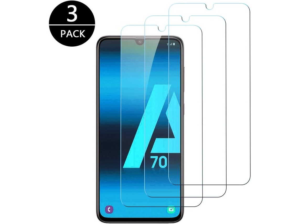 Conjunto de Protectores de Pantalla Antiimpressão Digital Dureza para Samsung Galaxy A70 HONGWE. Vidrio Templado (3un)