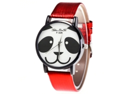 Reloj De Pulsera Unisex Con Correa De Piel Sintética E Ilustración De Un Panda De Dibujos Animados (rojo)