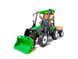 Tractor infantil a batería de 24 V con excavadora y remolque - Verde - Ataa