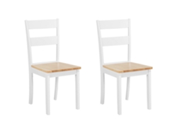 Conjunto de 2 cadeiras de jantar em madeira de seringueira BELIANI Georgia de Madeira de seringueira Branco 45x43x89