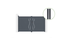 Puerta abatible 3m LIFE Al.180cm aluminio gris 2 postes 20x20cm Al.190cm CASANOOV