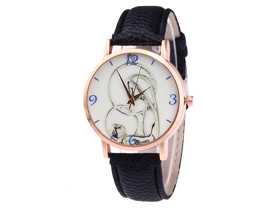 Reloj De Pulsera De Cuero Para Hombre/mujer, Estilo Moderno, Cuarzo, Esfera Redonda, Negro.