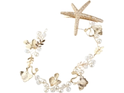 Presilha De Cabelo Jasmine Com Pérolas, Acessório De Cabelo Dourado