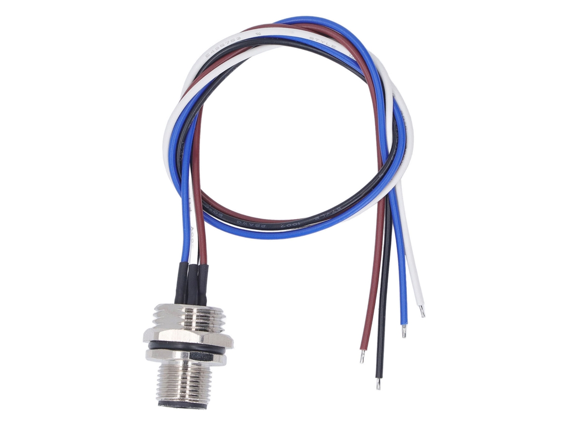 Enchufe De Panel M12 De 4 Pines Con Cable De 300 Mm, Resistente Al Agua Ip67, 250 V Ca/cc
