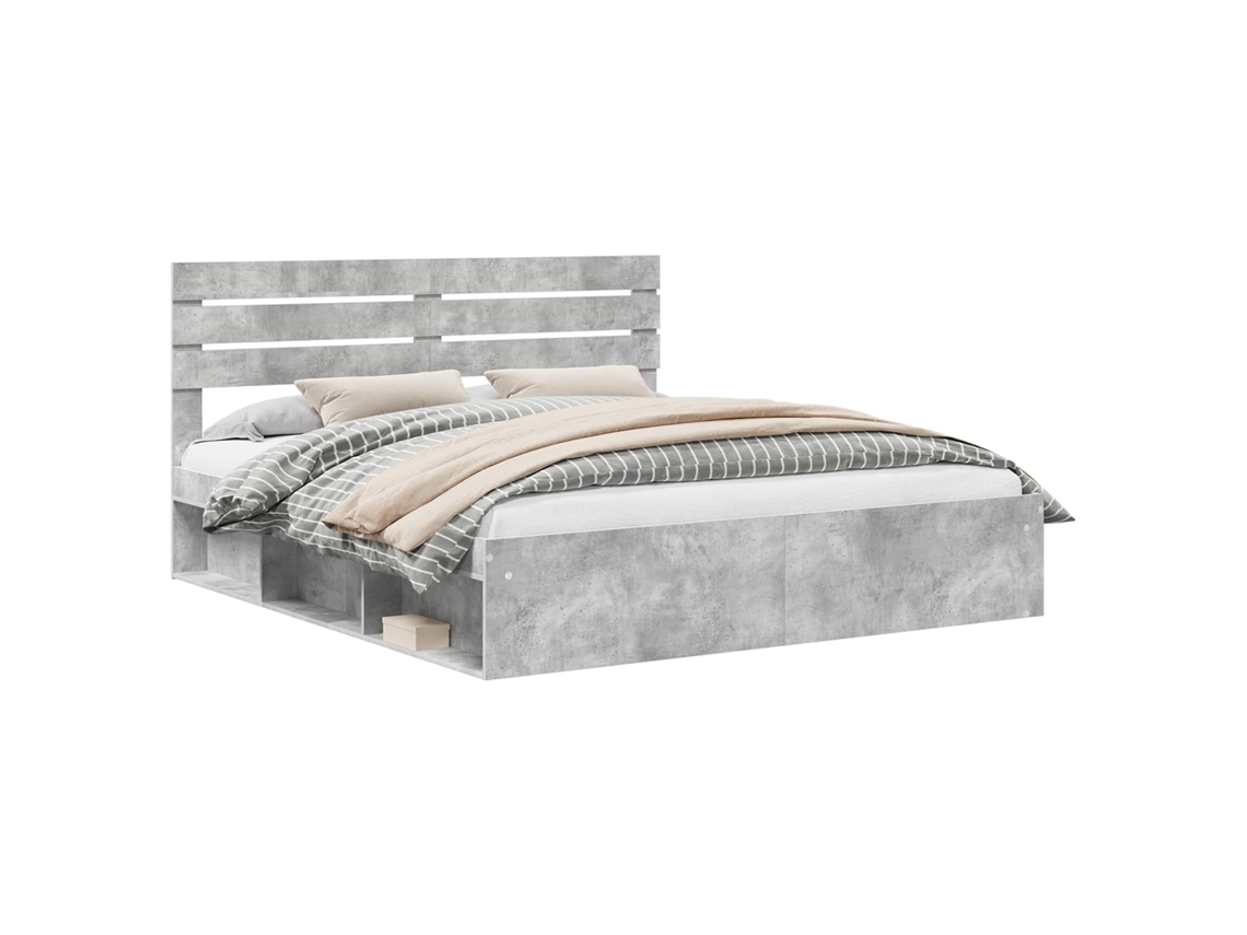 Maison Exclusive - Estructura De Cama Concreto 180 X 200 Cm Madera De Pino Macizo