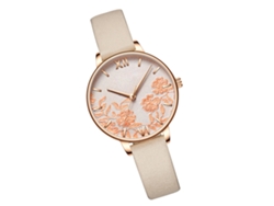 Reloj De Cuarzo Para Mujer Curren 9065, Elegante Diseño De Flor De Cerezo, Correa De Cuero/metal, Resistencia Al Agua De 3 Atm.