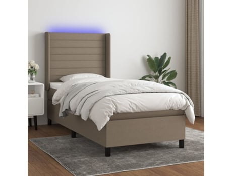 MAISON EXCLUSIVE Colchón Cama con Somier/Led 90X200Cm Tela Marrón-Gris