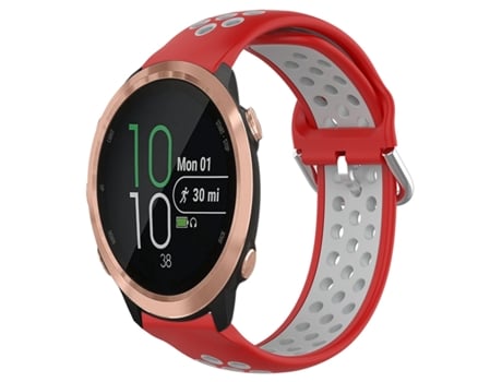 Correa de reloj inteligente para Garmin Forerunner 645 Correa deportiva de silicona perforada transpirable de 20 mm (rojo + gris)