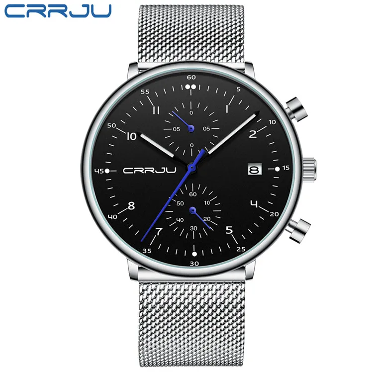 Reloj cronógrafo impermeable para hombre (plateado y negro)