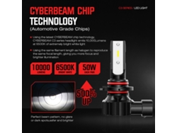 Par De Faros Led Para Coche H7-cyberbeam A900-c3 H4 / H7 / H11 / 9005 / 9006 De 50 W, 10 000 Lm, Luz Blanca De 6500 K, Ip68, Resistentes Al Agua.
