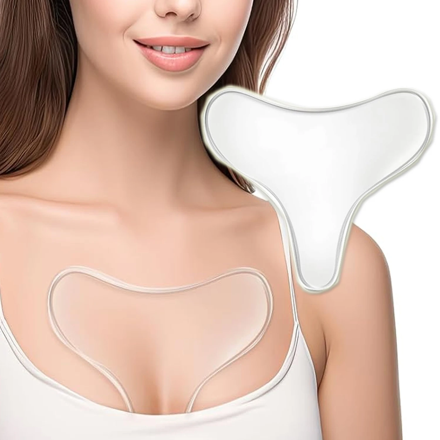 Almofadas de Silicone Transparentes e Reutilizáveis para os Seios, com Efeitos Antirrugas, Lifting e Antienvelhecimento. MDUG