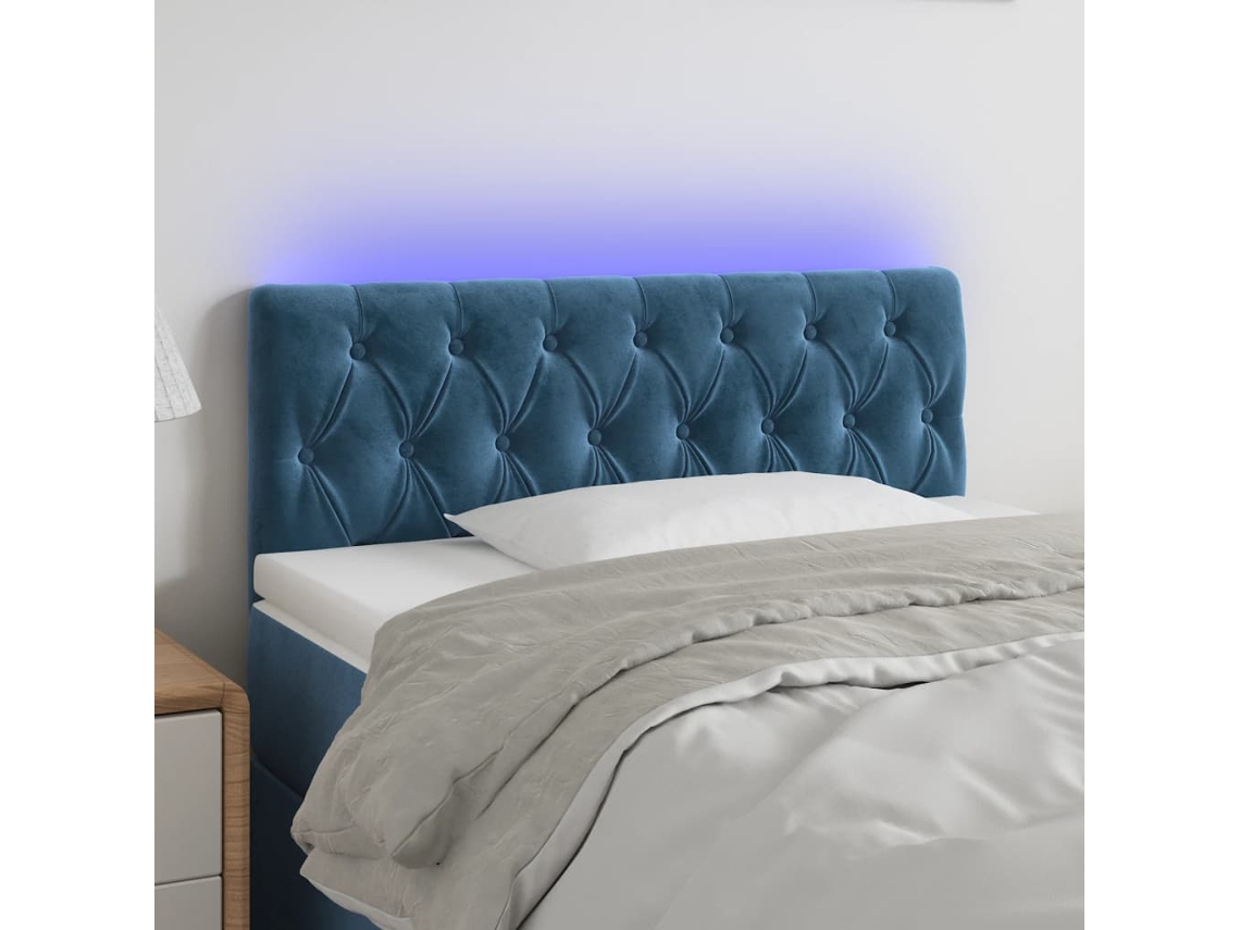 Cabecero Con Led De Terciopelo Azul Oscuro 90x7x78/88 Cm
