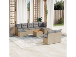 Conjunto de sofá de jardín de 10 piezas con cojines en mimbre beige mixto DKD Home Decor