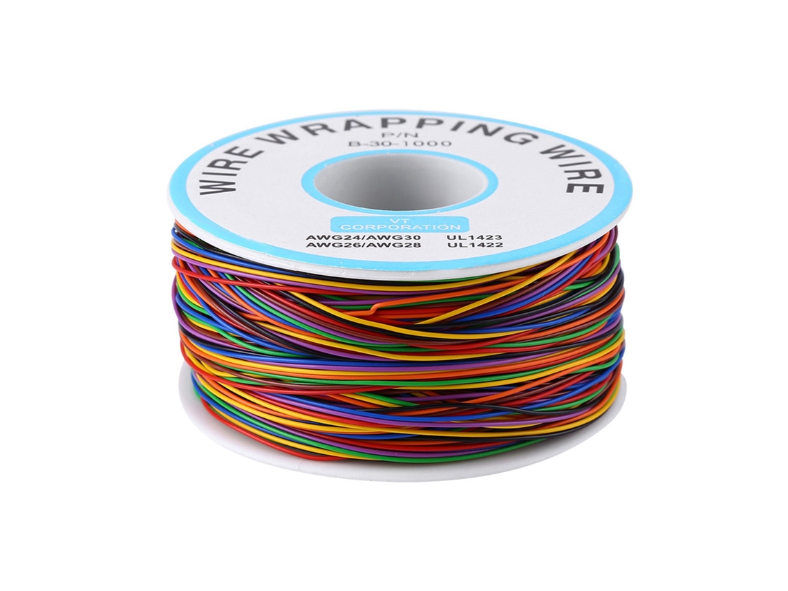 Cable De Prueba De Cobre Estañado De 8 Hilos, Multicolor, 250 M, 30 Awg Para Pruebas Electrónicas.