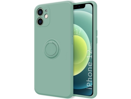 Carcasa iPhone 12 Mini (5.4) TUMUNDOSMARTPHONE Silicona Líquida con Anillo Verde