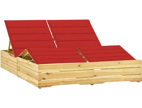 Tumbona VIDAXL Rojo Madera (198x135x75 cm)