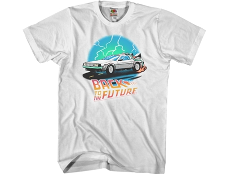 Camiseta Unisexo DEEPSTONE Back To The Future DeLorean Blanco (XXL)