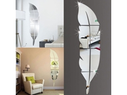 Adhesivo De Pared Con Efecto Espejo Y Plumas, Adhesivo De Pared Plateado De Moda, Removible Y Fácil De Instalar.