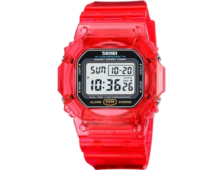 VEANXIN Relojes digitales con luz LED Reloj de pulsera transparente resistente al agua-Blanco