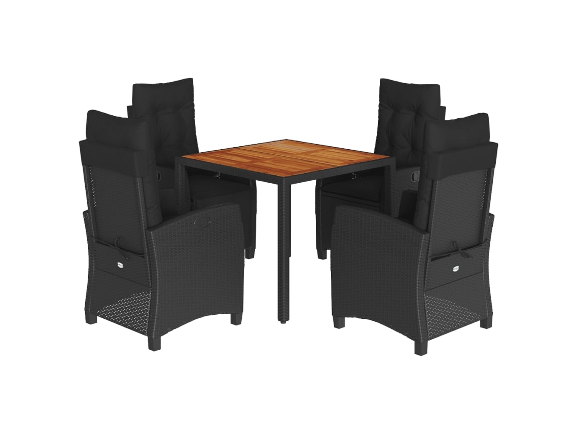 Maison Exclusive - Set De Muebles Jardín 5 Pzas Con Cojines Ratán Sintético Negro