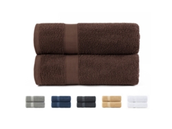 Juego de 2 Toallas de Baño 100x150 cm Algodón de 550 Gsm Chocolate TODOCAMA