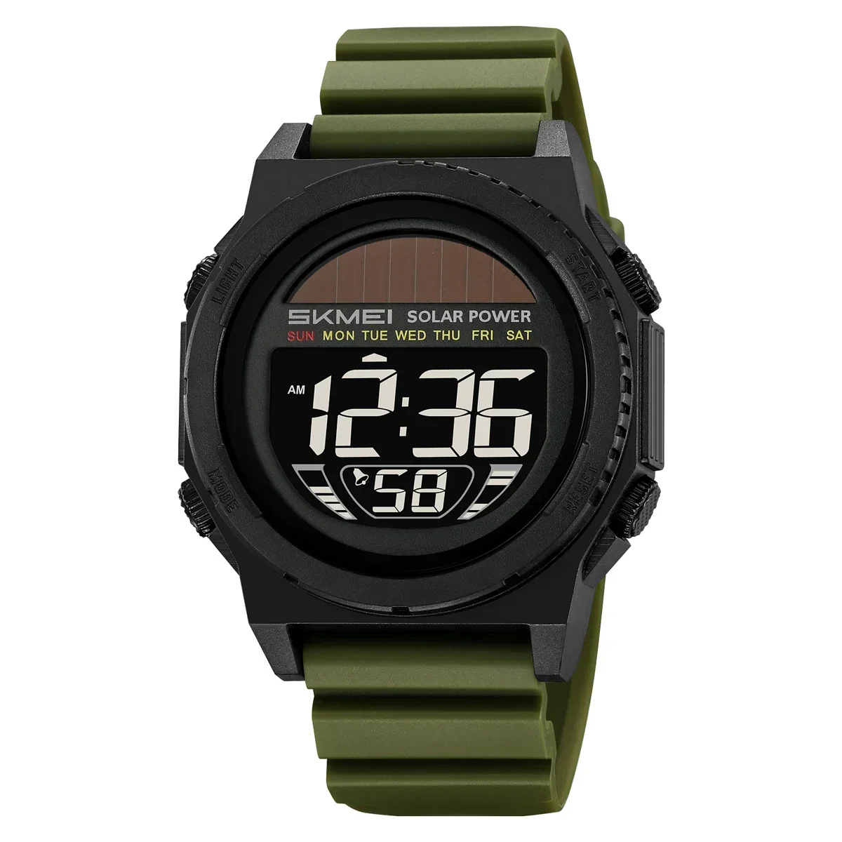 Reloj deportivo MDUG, cronógrafo digital, resistente al agua hasta 5 bares (verde militar).