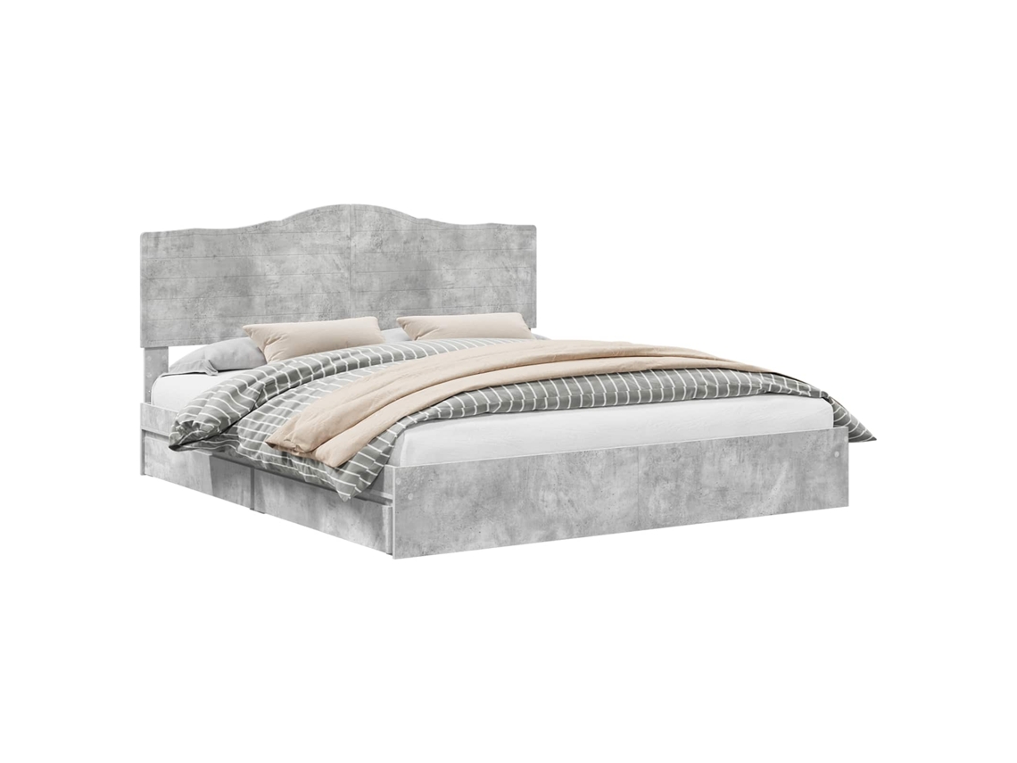 Maison Exclusive - Cama Con Almacenamiento Con Cabecera Gris Concreto 200 X 200 Cm