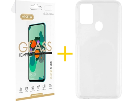 Funda y Protector de Vidrio Samsung Galaxy A21s ACCETEL Silicona Líquida Transparente