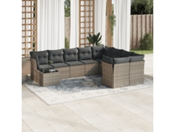 Conjunto de sofás de jardín de 10 piezas DKD Home Decor con cojines de mimbre gris